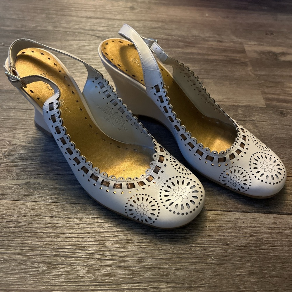 Elegant White Slingback Wedge Shoes